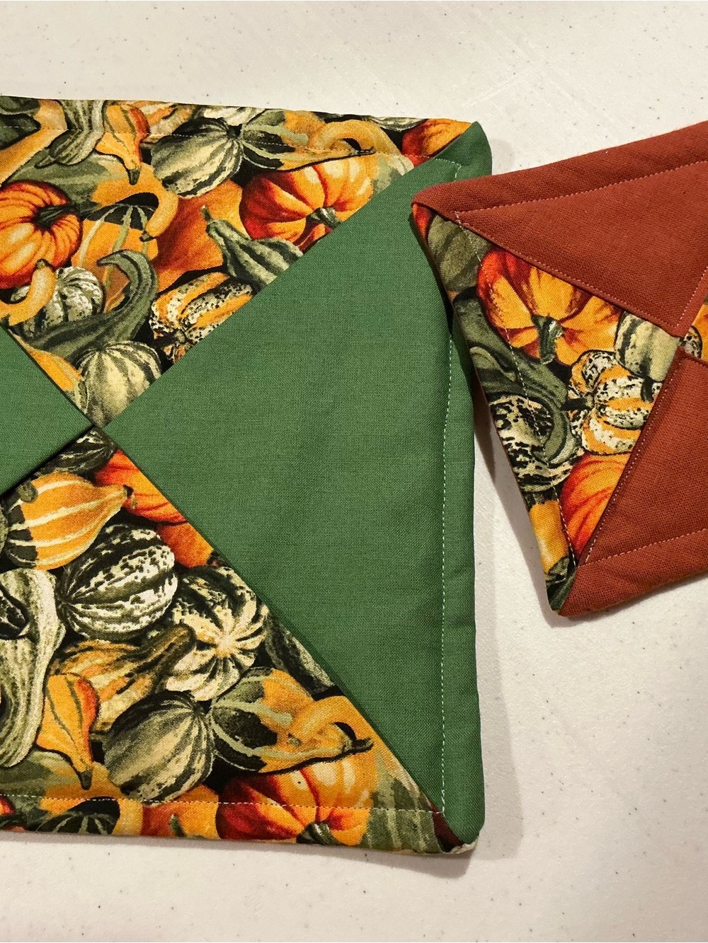 Pumpkin Print Reversible Pad - Green & Rust